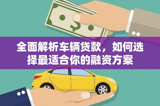 道外全面解析车辆贷款，如何选择最适合你的融资方案