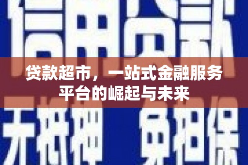 道外贷款超市，一站式金融服务平台的崛起与未来